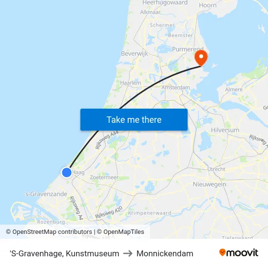 'S-Gravenhage, Kunstmuseum to Monnickendam map