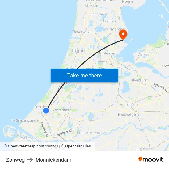 Zonweg to Monnickendam map