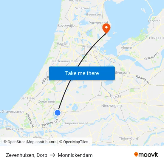 Zevenhuizen, Dorp to Monnickendam map