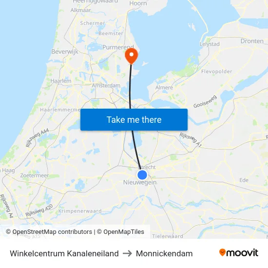 Winkelcentrum Kanaleneiland to Monnickendam map