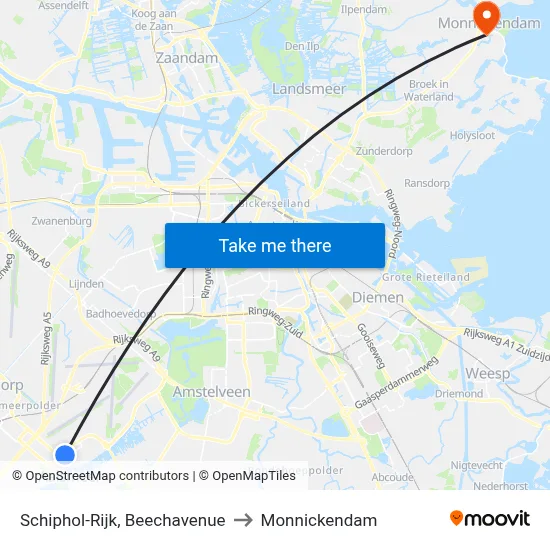 Schiphol-Rijk, Beechavenue to Monnickendam map