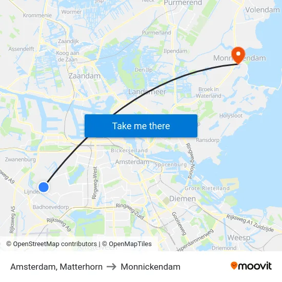 Amsterdam, Matterhorn to Monnickendam map