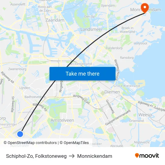 Schiphol-Zo, Folkstoneweg to Monnickendam map
