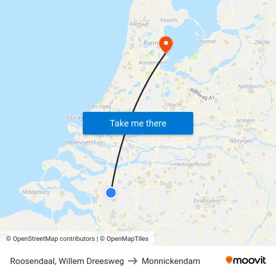 Roosendaal, Willem Dreesweg to Monnickendam map