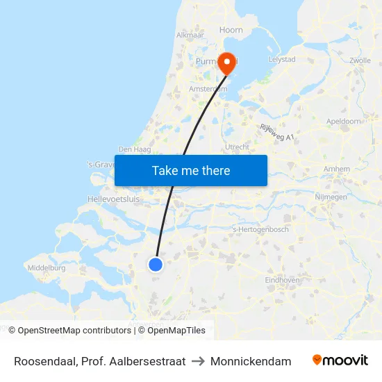 Roosendaal, Prof. Aalbersestraat to Monnickendam map