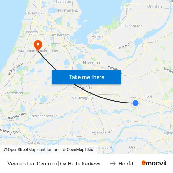[Veenendaal Centrum] Ov-Halte Kerkewijk (Oostzijde) to Hoofddorp map