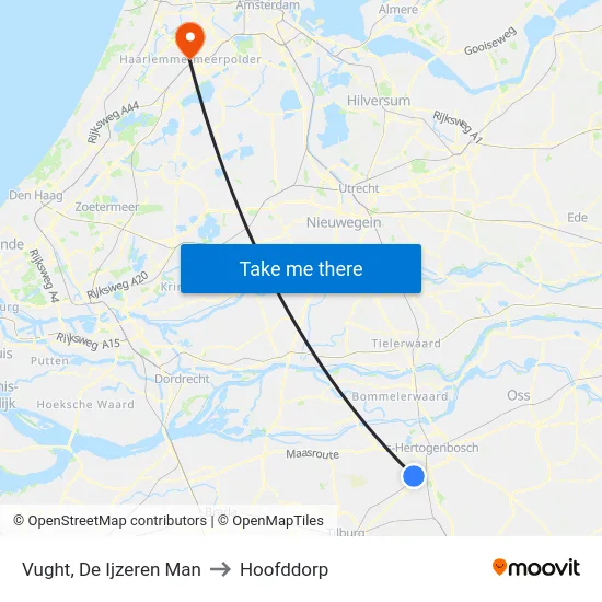 Vught, De Ijzeren Man to Hoofddorp map
