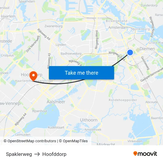 Spaklerweg to Hoofddorp map