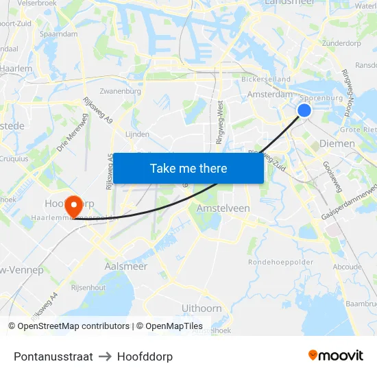 Pontanusstraat to Hoofddorp map