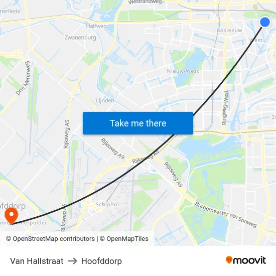 Van Hallstraat to Hoofddorp map
