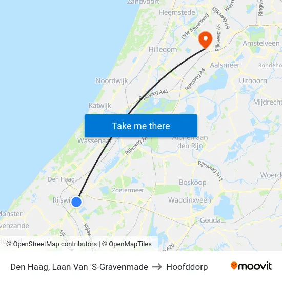 Den Haag, Laan Van 'S-Gravenmade to Hoofddorp map