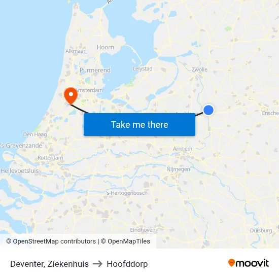 Deventer, Ziekenhuis to Hoofddorp map