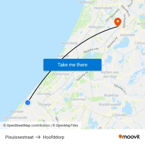 Pisuissestraat to Hoofddorp map