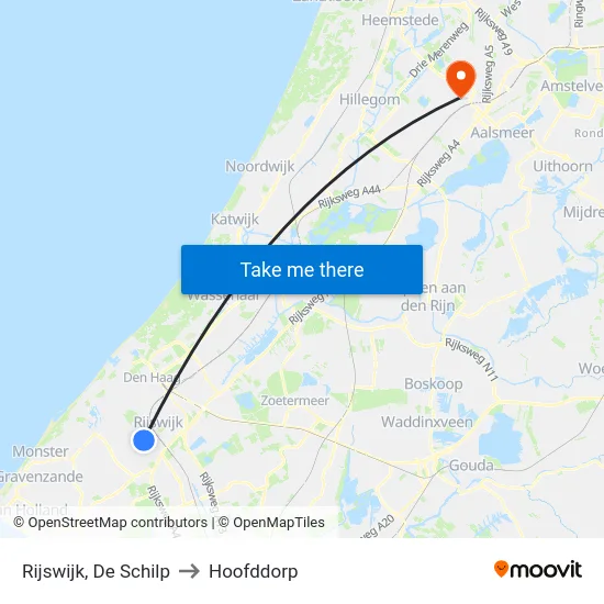 Rijswijk, De Schilp to Hoofddorp map