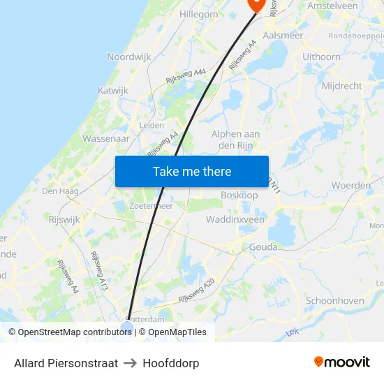Allard Piersonstraat to Hoofddorp map