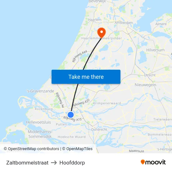 Zaltbommelstraat to Hoofddorp map