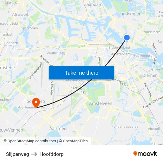 Slijperweg to Hoofddorp map