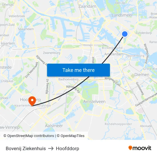 Bovenij Ziekenhuis to Hoofddorp map