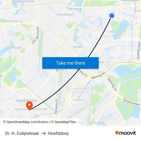 Dr. H. Colijnstraat to Hoofddorp map