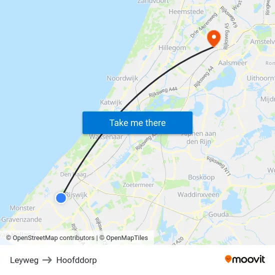 Leyweg to Hoofddorp map