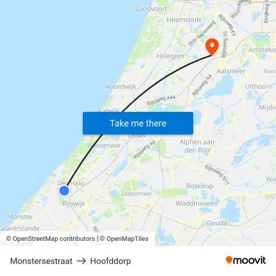 Monstersestraat to Hoofddorp map