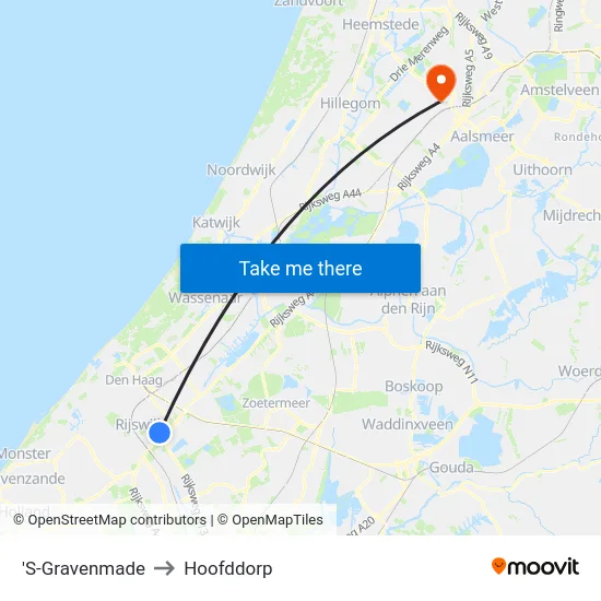 'S-Gravenmade to Hoofddorp map