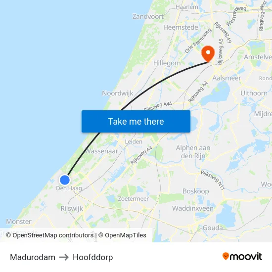 Madurodam to Hoofddorp map