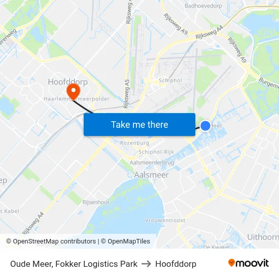 Oude Meer, Fokker Logistics Park to Hoofddorp map