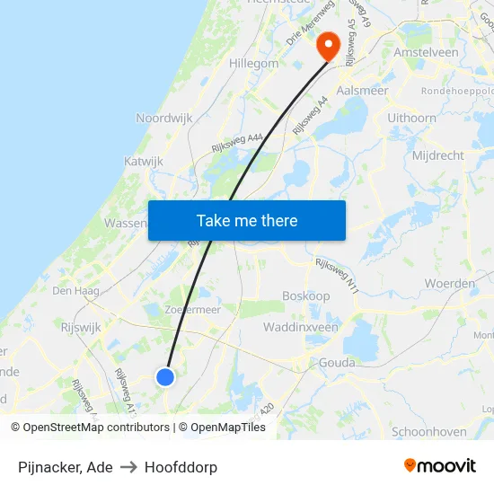 Pijnacker, Ade to Hoofddorp map