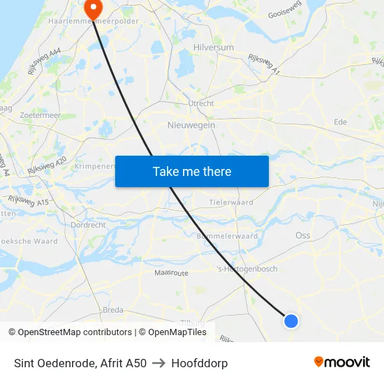 Sint Oedenrode, Afrit A50 to Hoofddorp map