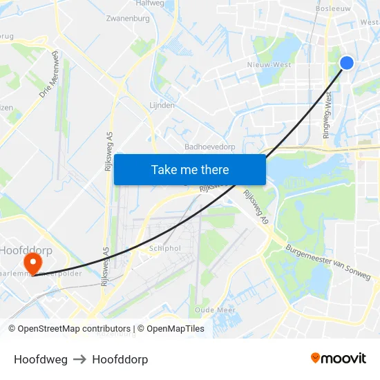 Hoofdweg to Hoofddorp map