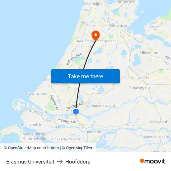 Erasmus Universiteit to Hoofddorp map