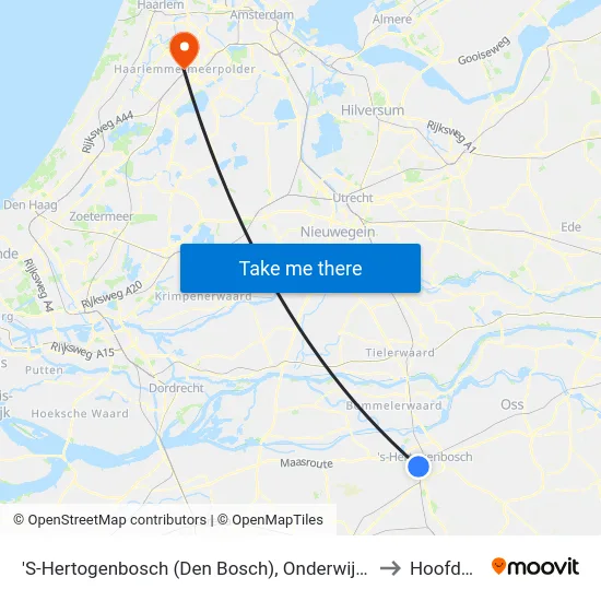 'S-Hertogenbosch (Den Bosch), Onderwijsboulevard to Hoofddorp map