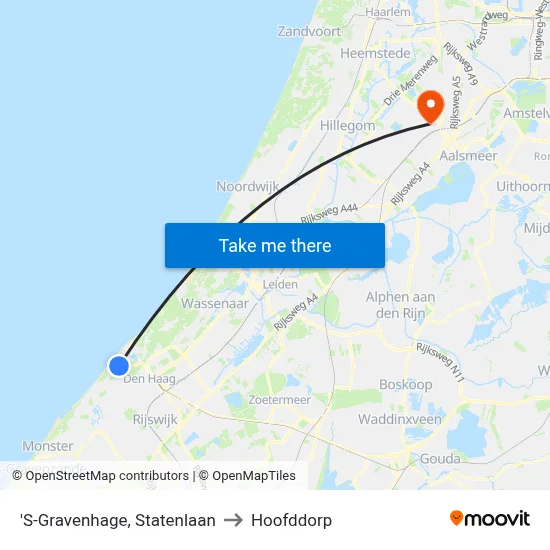 'S-Gravenhage, Statenlaan to Hoofddorp map