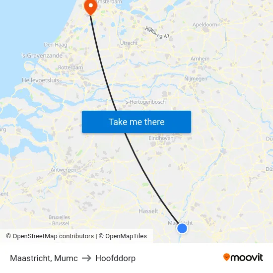 Maastricht, Mumc to Hoofddorp map