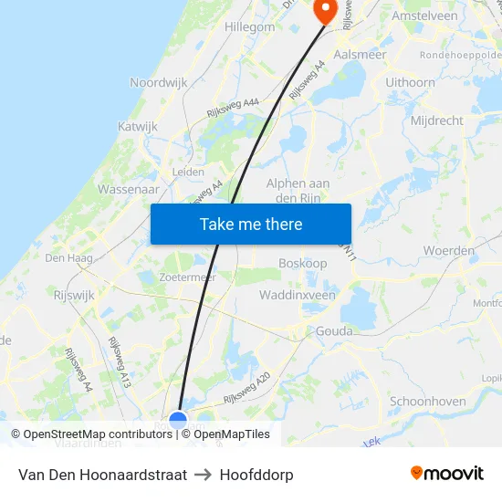 Van Den Hoonaardstraat to Hoofddorp map