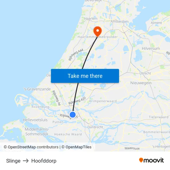 Slinge to Hoofddorp map