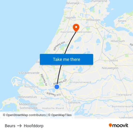 Beurs to Hoofddorp map