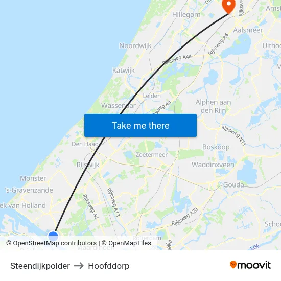 Steendijkpolder to Hoofddorp map