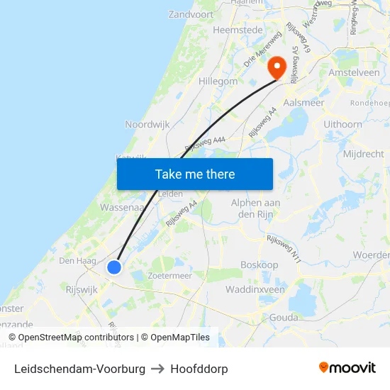 Leidschendam-Voorburg to Hoofddorp map