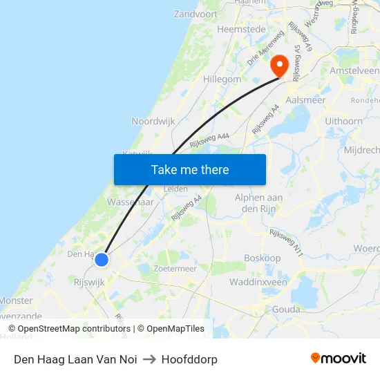 Den Haag Laan Van Noi to Hoofddorp map
