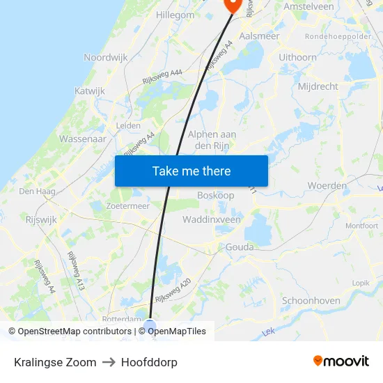 Kralingse Zoom to Hoofddorp map