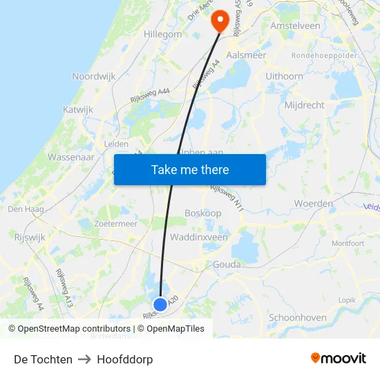 De Tochten to Hoofddorp map
