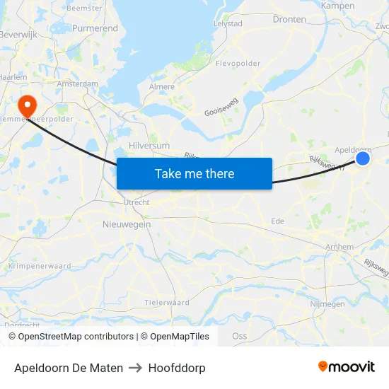 Apeldoorn De Maten to Hoofddorp map