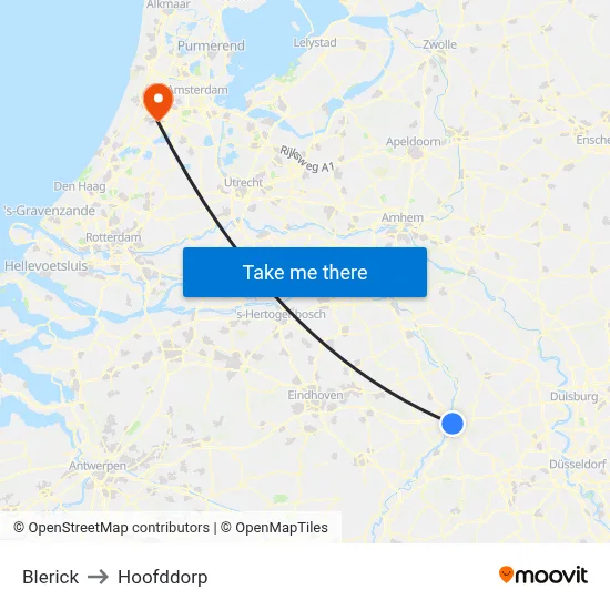 Blerick to Hoofddorp map