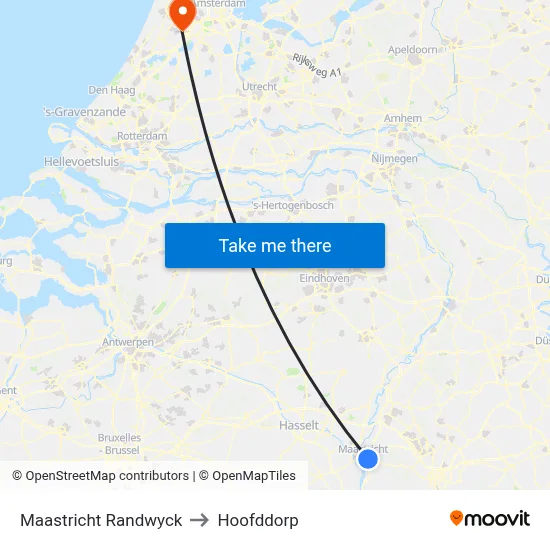 Maastricht Randwyck to Hoofddorp map
