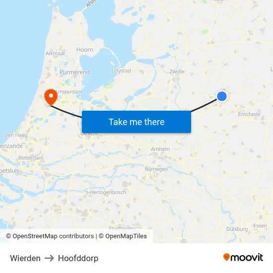 Wierden to Hoofddorp map