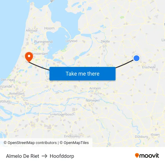 Almelo De Riet to Hoofddorp map