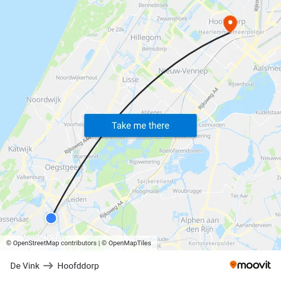 De Vink to Hoofddorp map