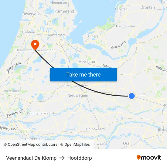 Veenendaal-De Klomp to Hoofddorp map